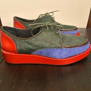 Elegant Multicolor Two-Toned Suede Derby/Oxfords